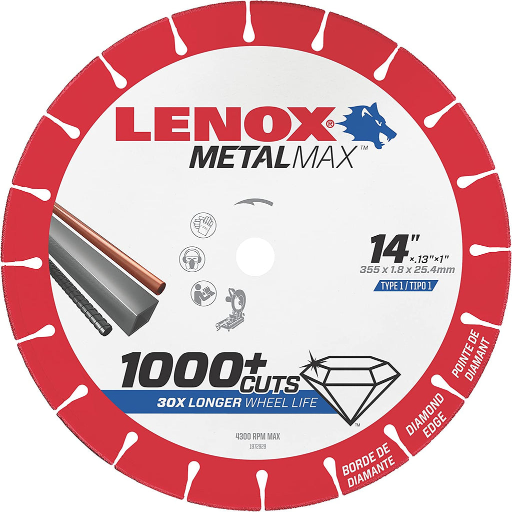 LENOX METALMAX Diamond Edge Cutoff Wheel, 14" x 1" - for Benchtop Chop Saws