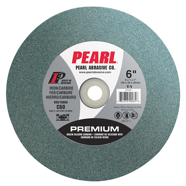 Pearl Abrasive 6" x 1" x 120 Grit Green Silicon Carbide Bench Grinding Wheel