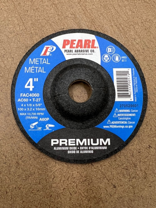 Pearl 4" x 1/8" x 5/8" T-27 Aluminum Oxide 60 grit Flexible Grinding Wheel - Box of 20