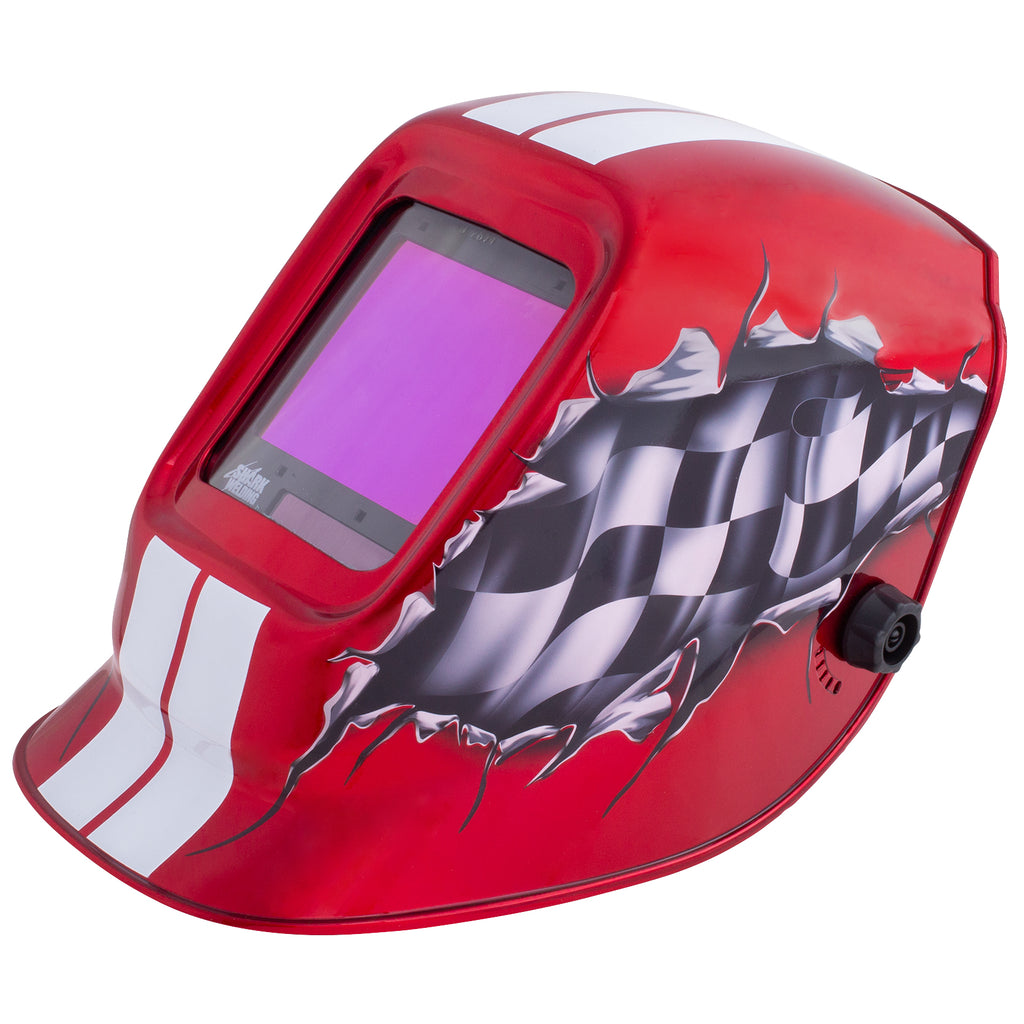 Shark Red Racing Welding Helmet with Full View Expert Pro Auto-Darkening Lens – ADF820S