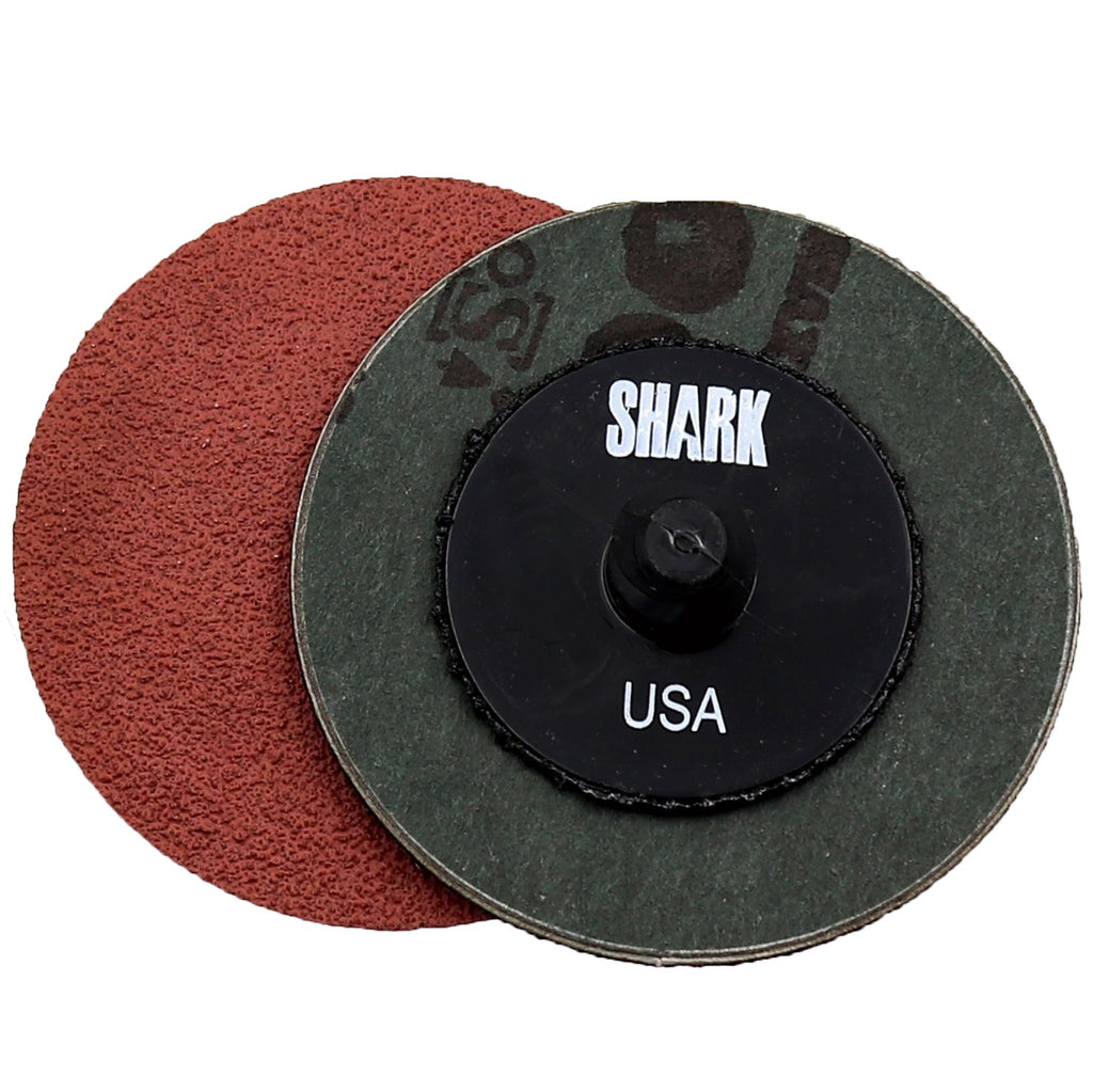 Shark 50 PK Mini Grinding Discs with Twist-to-Lock Backing – Aluminum Oxide 2″ 24 Grit