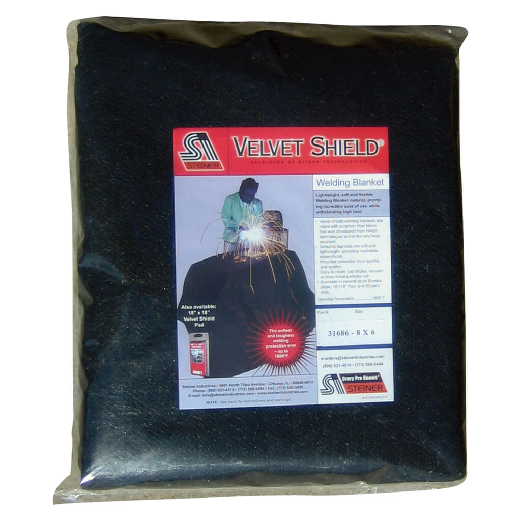 Steiner Velvet Shield® - 60" x 80" Black Carbonized Fiber Fabric Welding Blanket