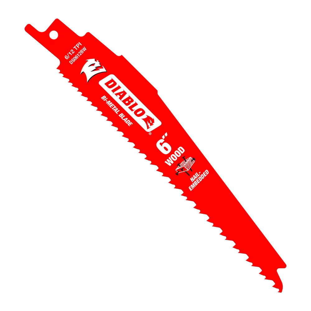 Diablo 6" 6/12TPI Bi-Metal Reciprocating Saw Blade for Nail-Embedded Wood
