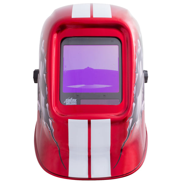 Shark Red Racing Welding Helmet with Full View Expert Pro Auto-Darkening Lens – ADF820S